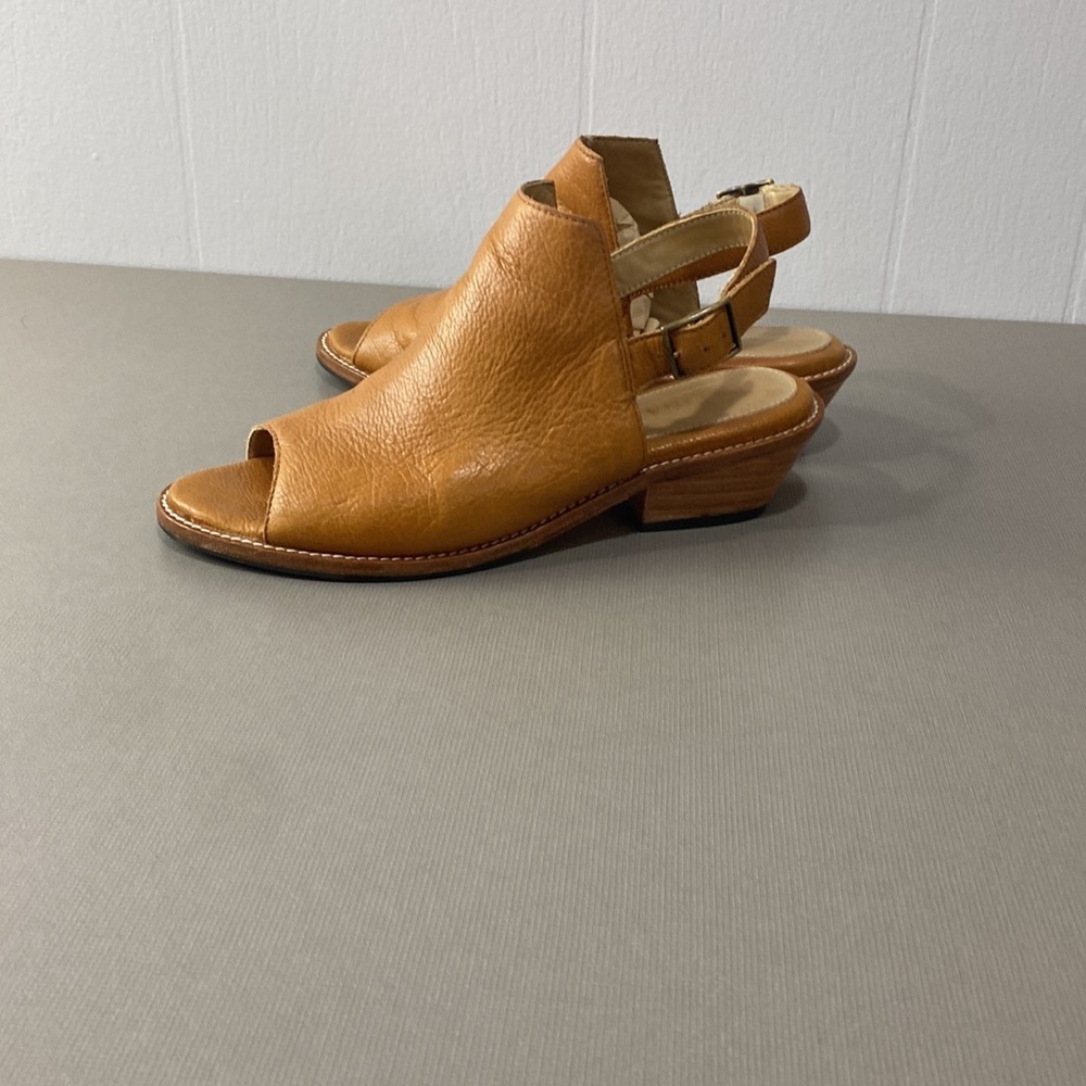 Patina leather bohemian open toed shoes/sandals/low heels - Picture 4 of 11